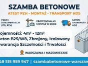 Szamba Betonowe Warszawa Atest PZH, Montaż, Transport HDS