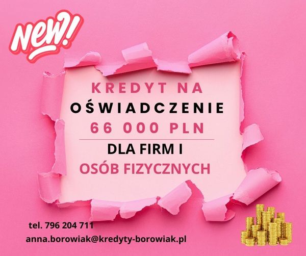 KREDYT DLA FIRM I OSÓB FIZYCZNYCH NA OŚWIADCZENIE – DO 66 000 ZŁ! Warszawa - Zdjęcie 1