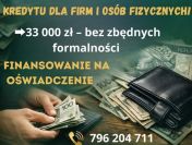 MEGA MOCNA OFERTA KREDYTU DLA FIRM I OSÓB FIZYCZNYCH NA OŚWIADCZENIE