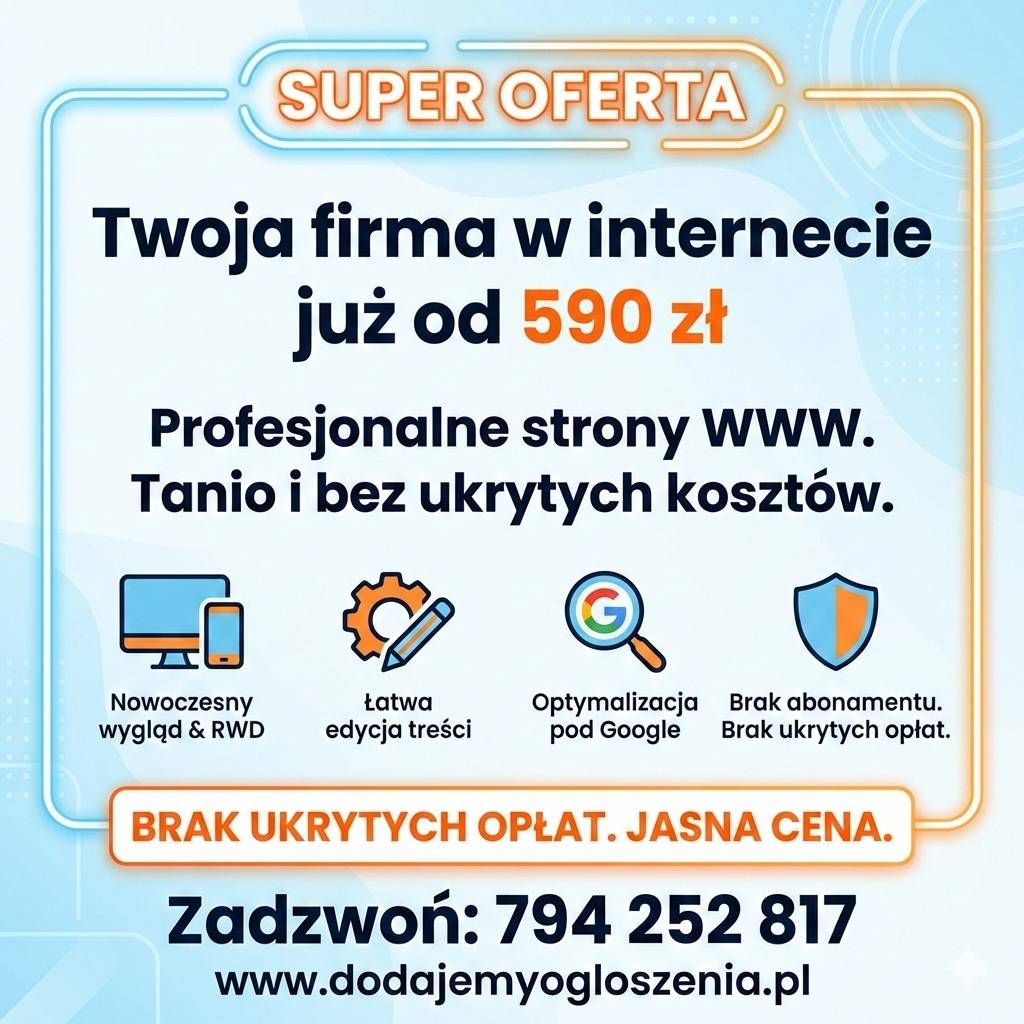 Strona internetowa już od 590 zł - BEZ PRZEPŁACANIA! + DODAWANIE OGŁOSZEŃ cała Polska - Zdjęcie 1