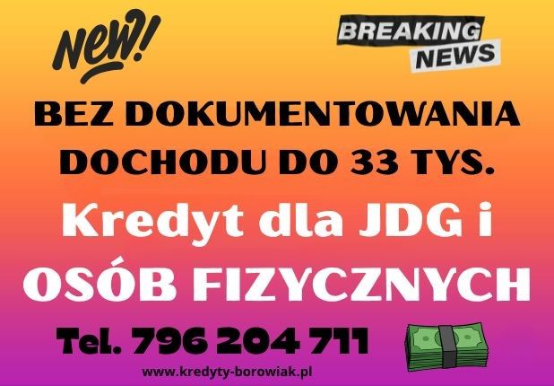 KREDYT DLA JDG I OSÓB FIZYCZNYCH BEZ DOKUMENTOWANIA DOCHODU! Warszawa - Zdjęcie 1