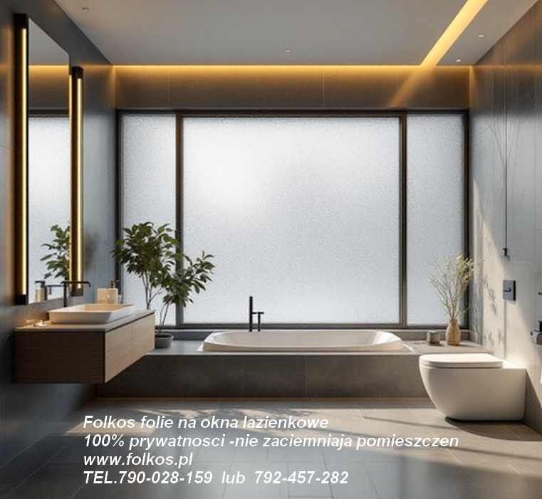100% prywatności - folie na okna łazienkowe- Folie matowe mrożone Folkos Warszawa - Zdjęcie 1
