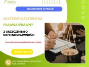 Asystent Prawny (K/M) z orzeczeniem - hybrydowo Warszawa