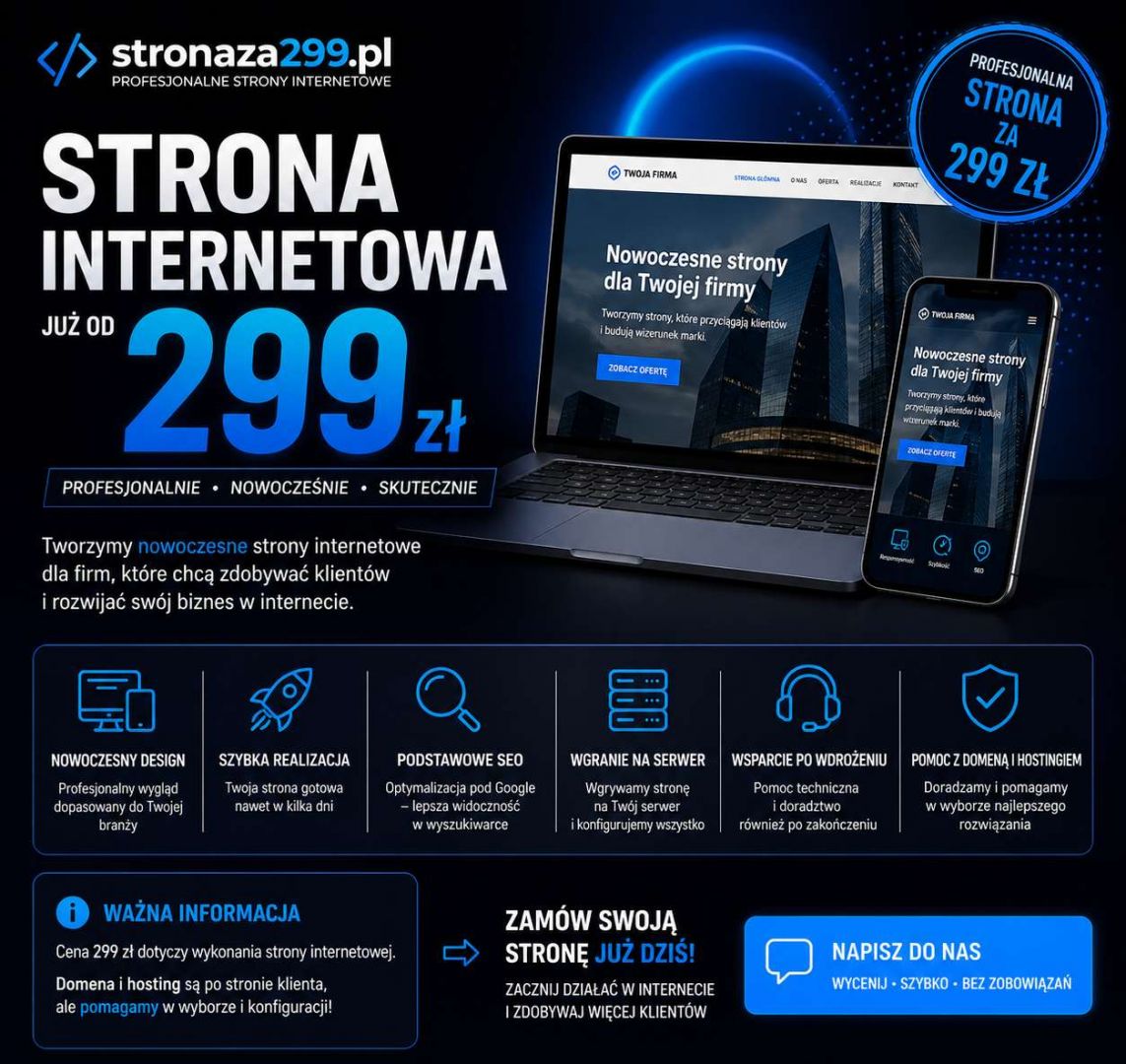 Strona internetowa już od 299 zł | Wystawiamy faktury cała Polska - Zdjęcie 1