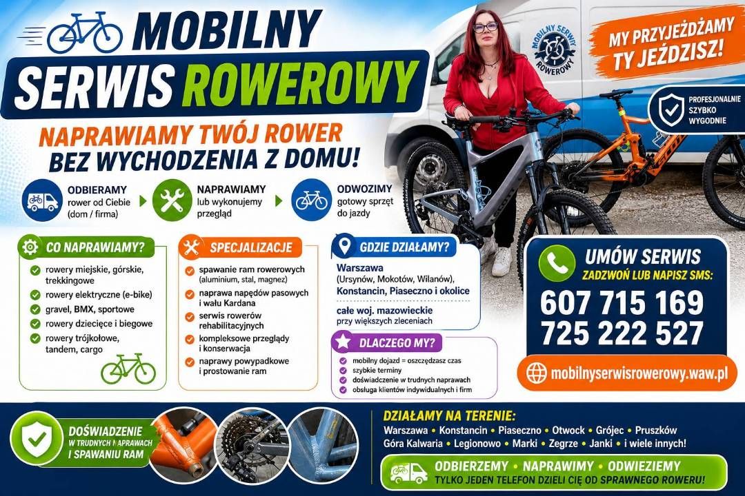Mobilny serwis rowerowy Warszawa i Konstancin - naprawa, spawanie ram Konstancin-Jeziorna - Zdjęcie 1