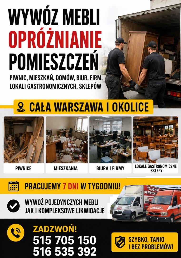 Opróżnianie Mieszkań  Piwnic + Wywóz Śmieci + Przeprowadzki | Warszawa i okolice warszawa - Zdjęcie 1