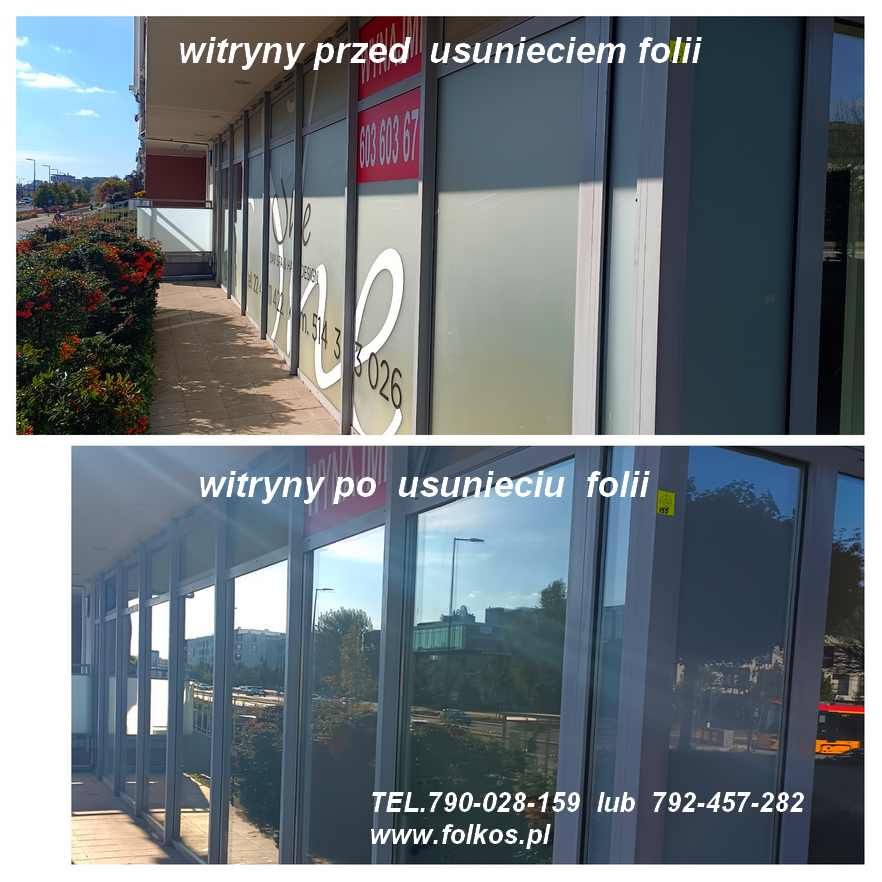 Usługa zrywania folii z witryn, usuwanie naklejek, kleju Warszawa - Zdjęcie 1