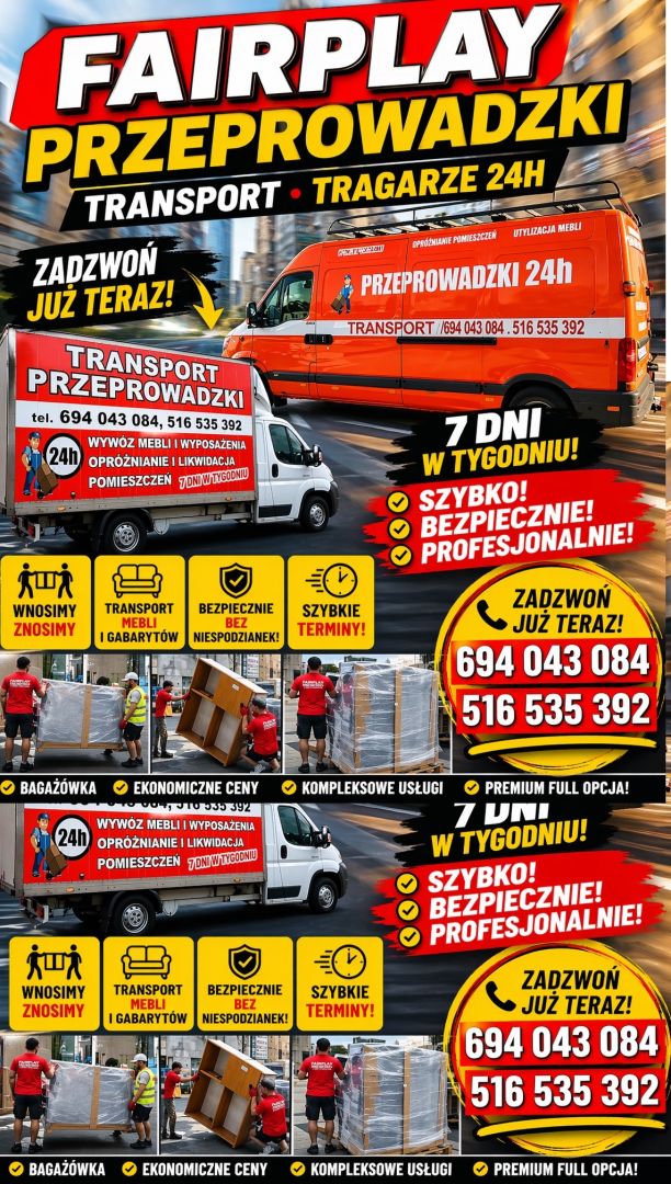 PRZEPROWADZKI Transport TRAGARZE wnoszenie mebli paczek gabarytów AGD warszawa - Zdjęcie 1
