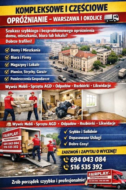 Opróżnianie Mieszkań domów garaży piwnic  Wywóz mebli AGD Warszawa i okolice warszawa - Zdjęcie 1